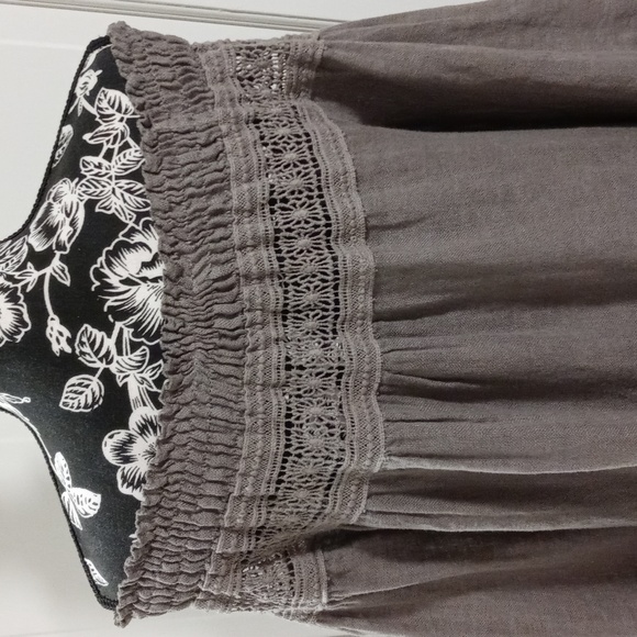 🖤Lin Nature🖤 - Gray/Taupe Linen Peasant Dress - Picture 5 of 9